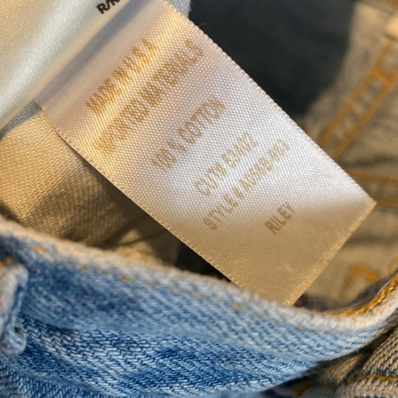 AGOLDE Riley Light Wash Distressed High Rise Straight Cropped Jeans - Picture 6 of 9